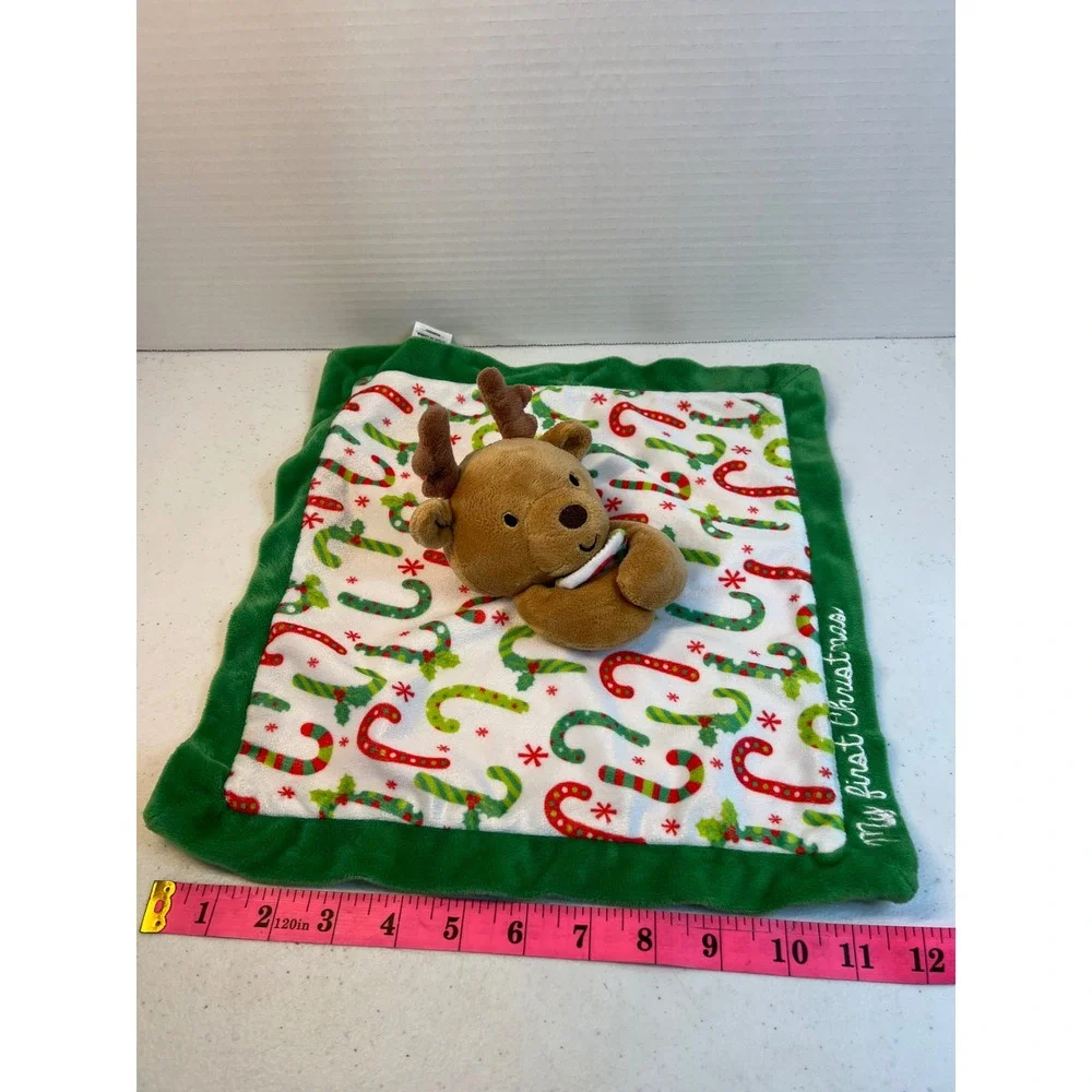 Baby Essentials My First Christmas Reindeer Security Blanket Candy Cane Lovey